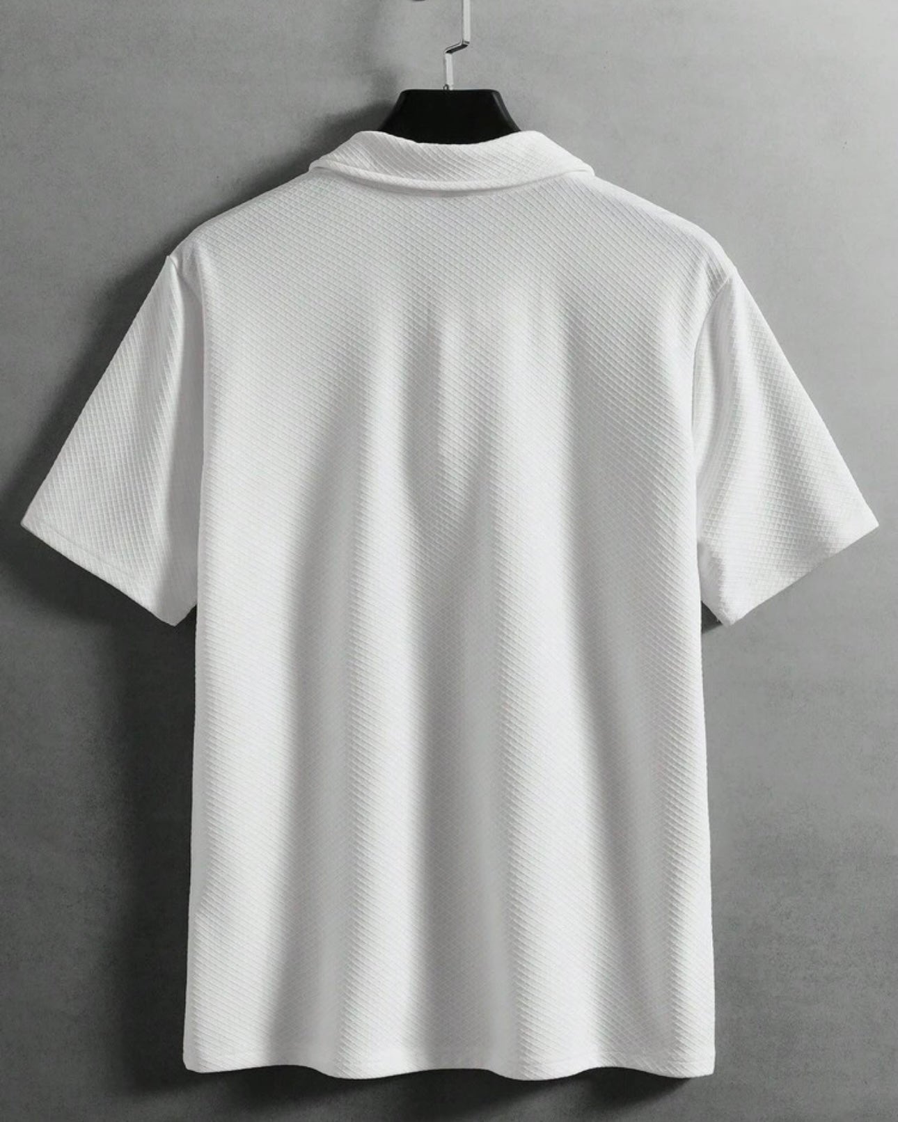 Men’s White Colour Textured Half Sleeve Casual Polo Shirt – Summer