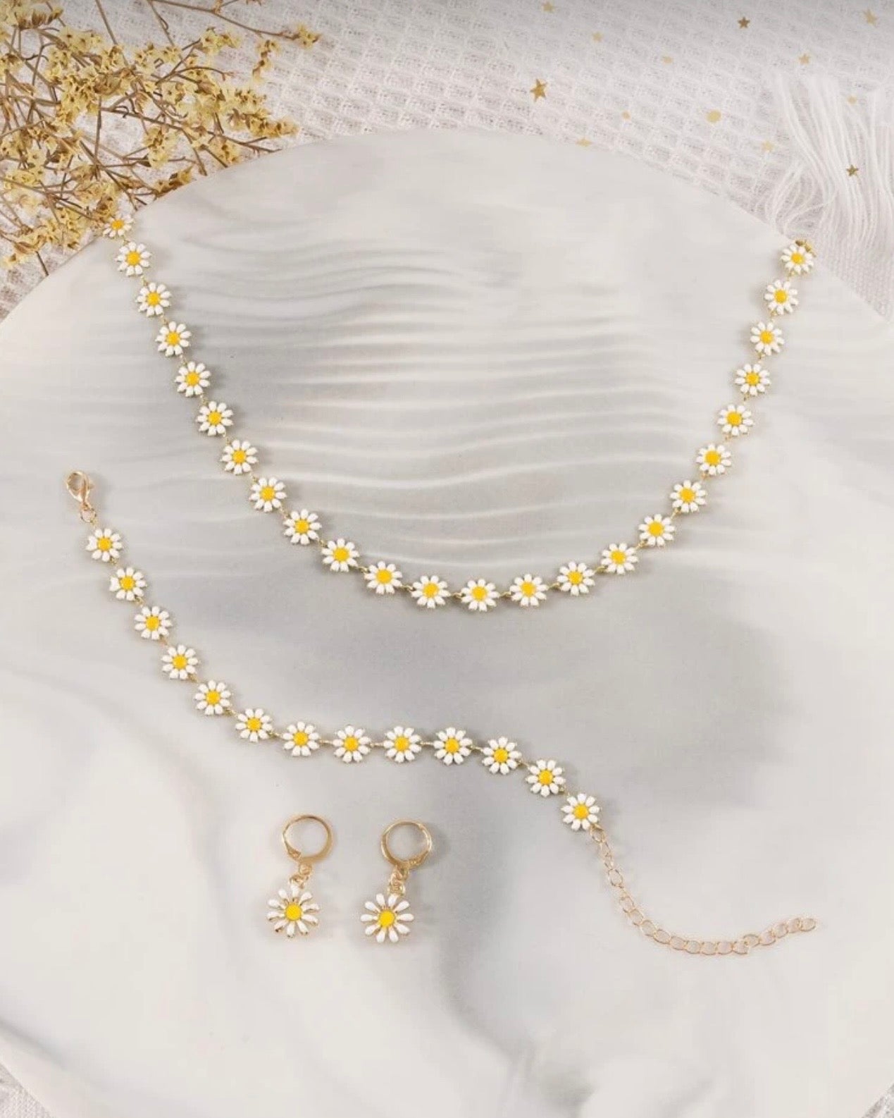 4pcs Flower Decor Jewellery Set