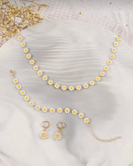 4pcs Flower Decor Jewellery Set