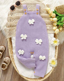 Baby Girl Purple 3D Bow Decor Knitted Strap Jumpsuit