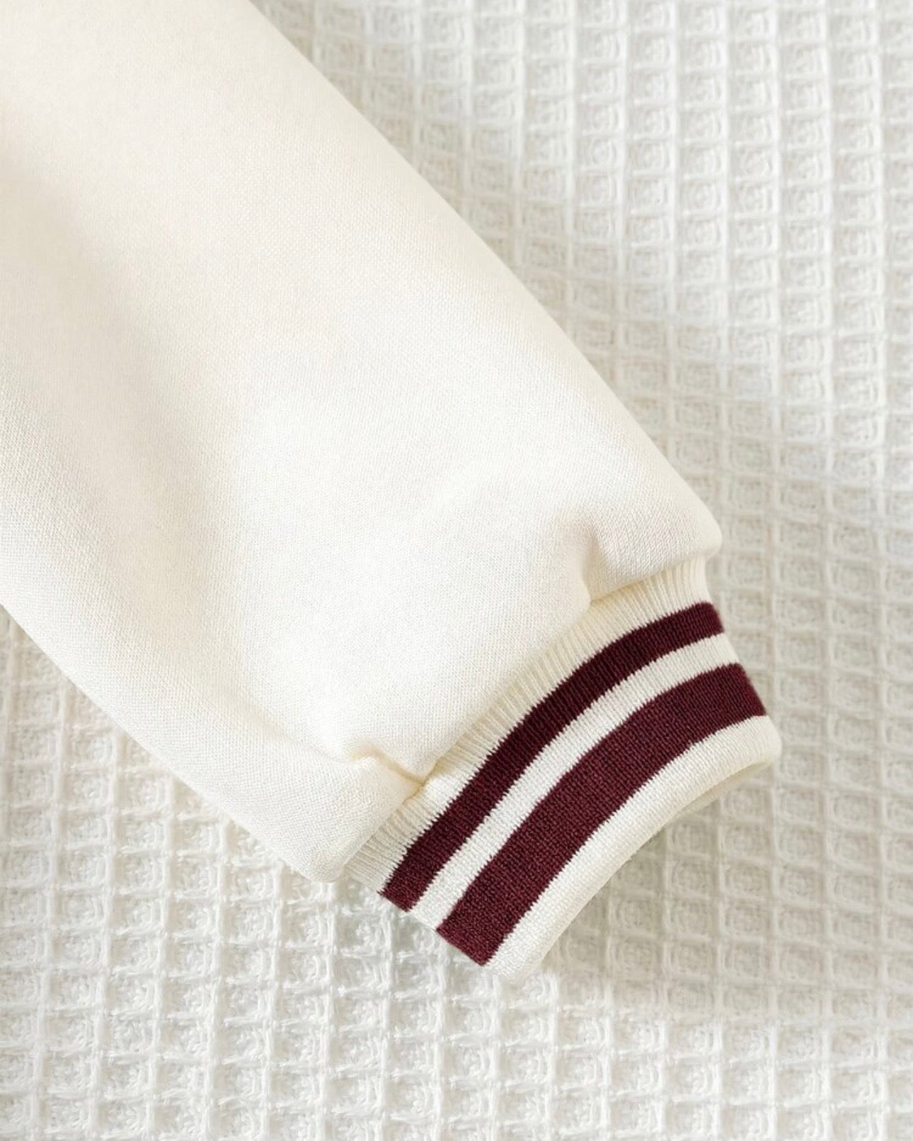 Baby Boy Bear Knitted 2-Piece Winter Outfit- White & Meroon