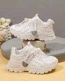 Girls’ White Color Casual Sports Shoes – Fashion PU Sneakers for Daily Wear