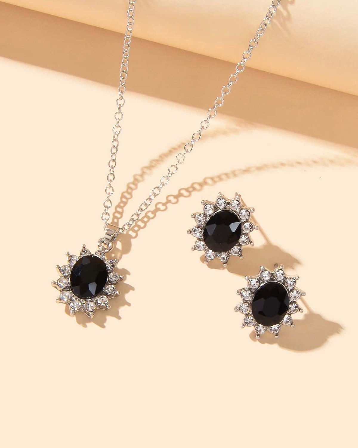 3pcs Rhinestone Decor Jewelry Set