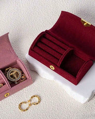 Soft Fabric Jewellery Box (Pink, Beige, Red, Navy Blue, Dark Green, Purple)