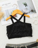 Girls Multi-Layer Tassel Halter Neck Summer Top