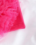 Pink Flower Top & White Bow Skirt