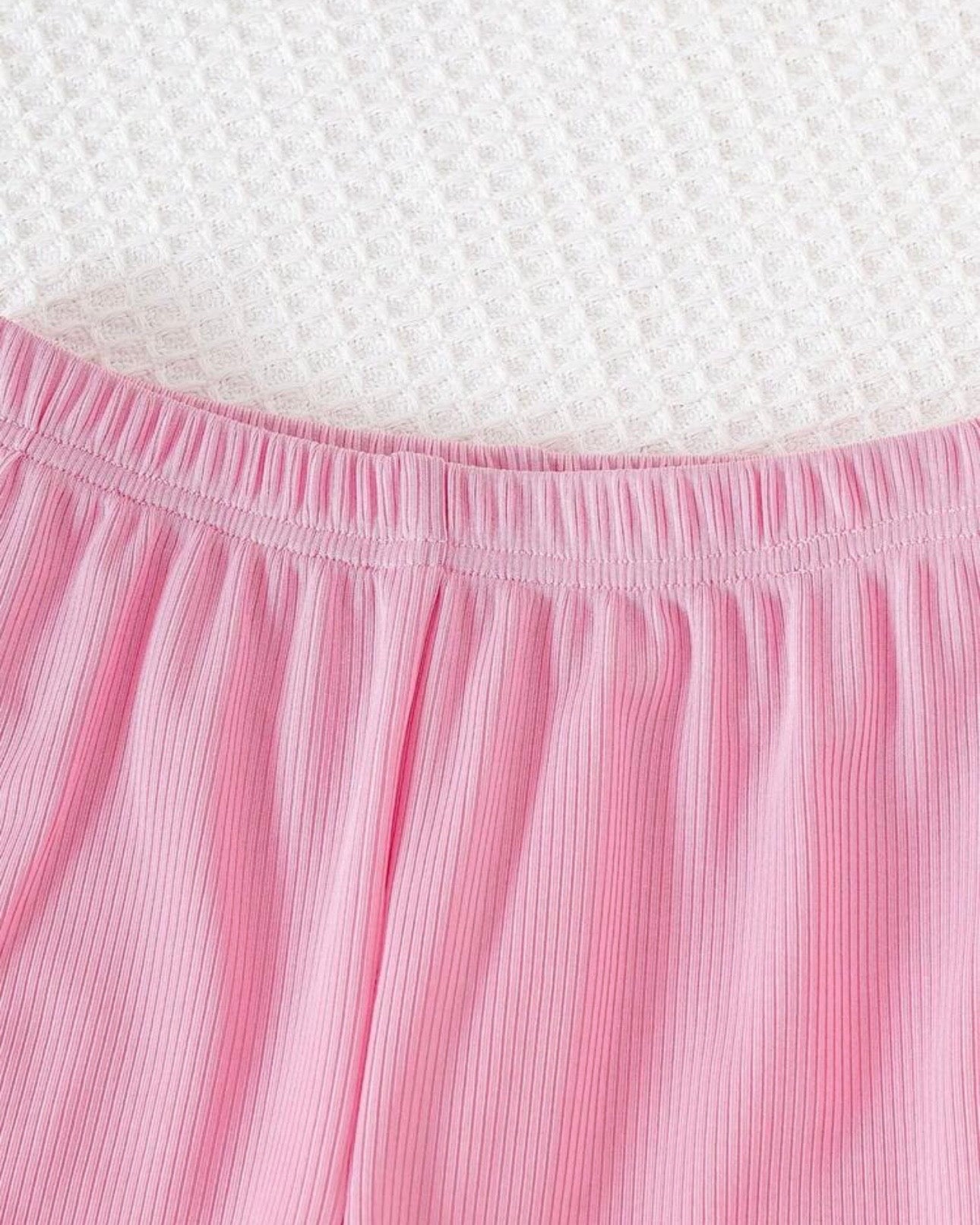 Kids Girl's Striped Pink Embroidered Flare Pants Set