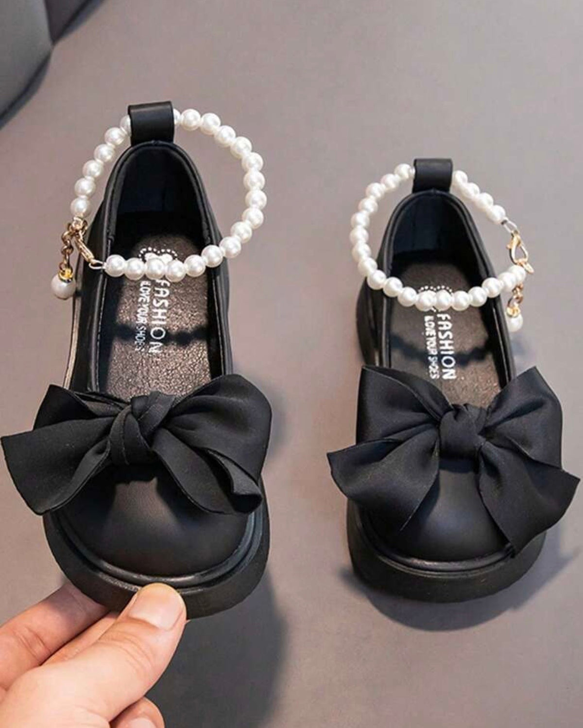 Premium Black Girls Pearl Princess Sandals