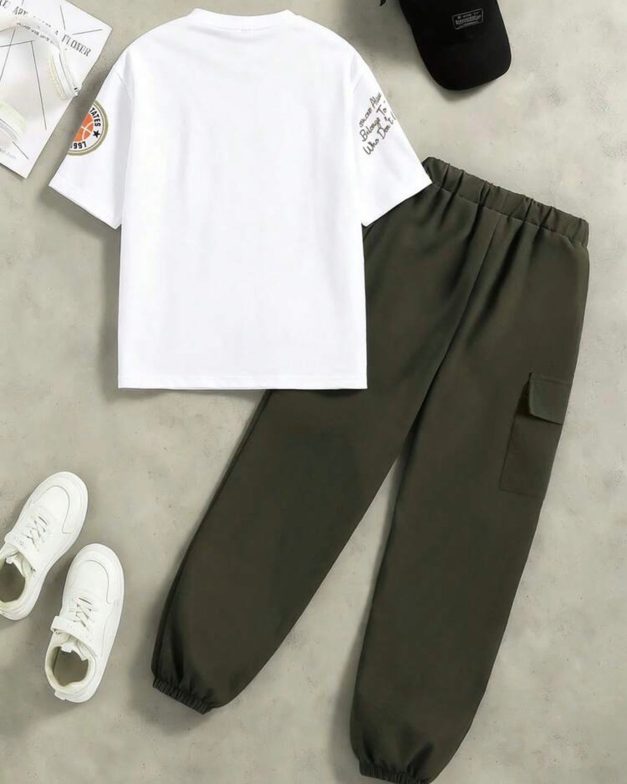 Tween Boys 2-Piece Summer Outfit – Graphic T-Shirt & Cargo Pants Set
