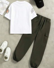 Tween Boys 2-Piece Summer Outfit – Graphic T-Shirt & Cargo Pants Set