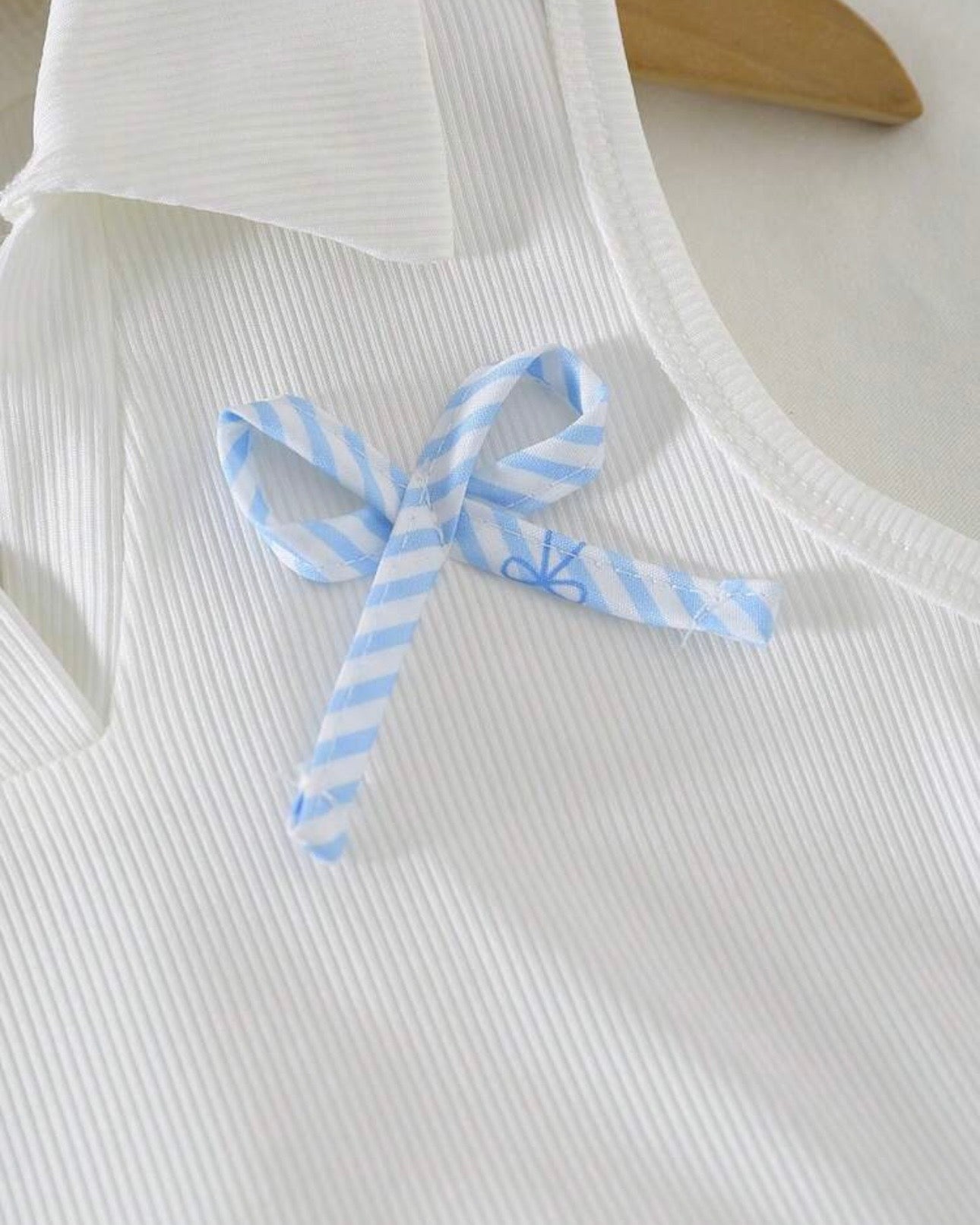 Girls’ Ribbed Knit Tank Top & Blue Print Skirt Set