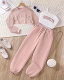 3pc Pink Brooklyn Camisole, Hollow Cover Up & Sports Pants Set