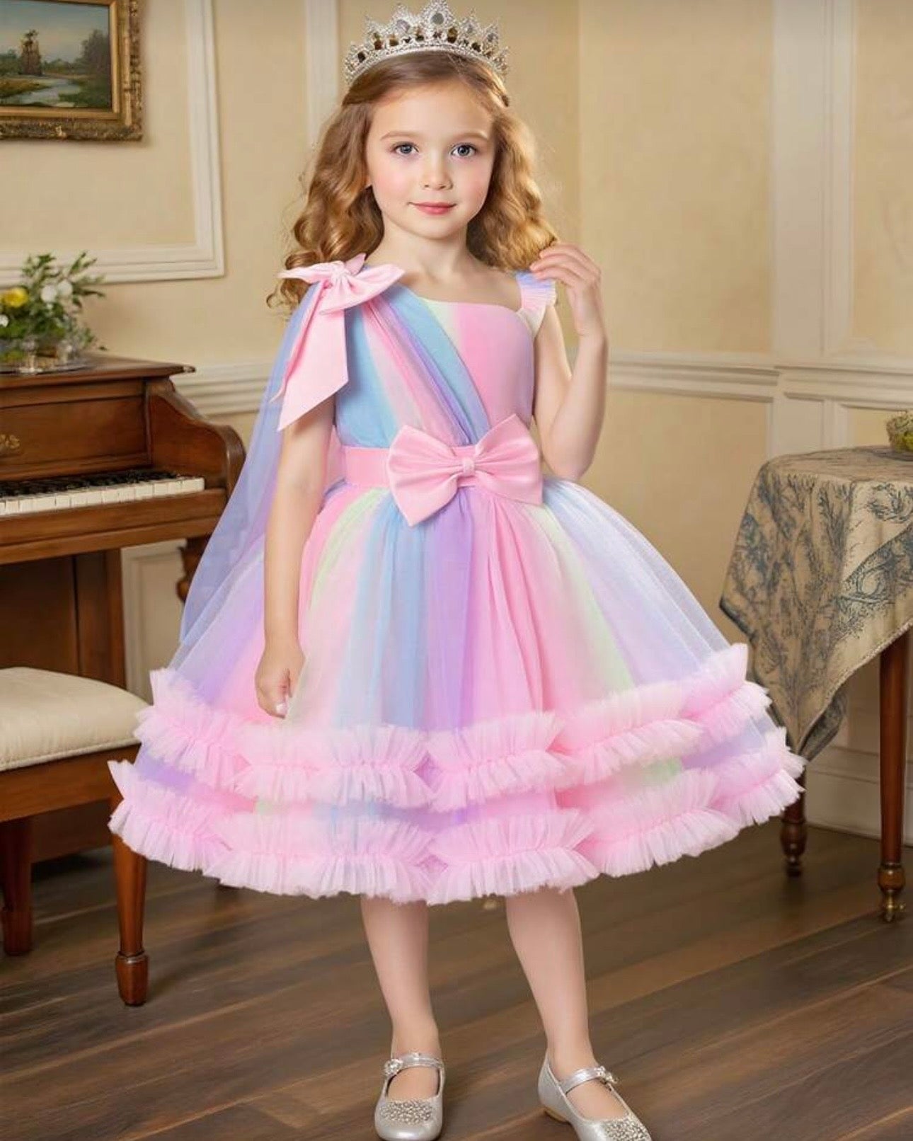 Girls Multilayer Cake Princess Tulle Dress