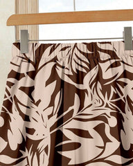 2PCS Summer Skirt Set – Brown Top & Printed Skirt Outfit