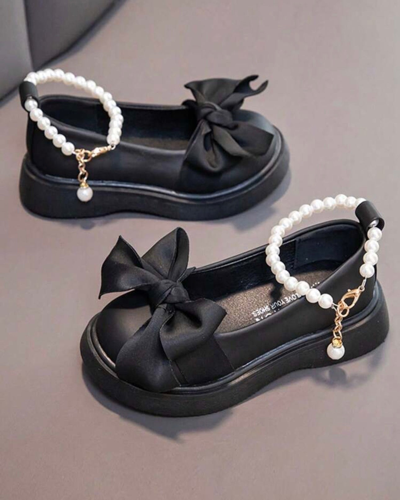 Premium Black Girls Pearl Princess Sandals