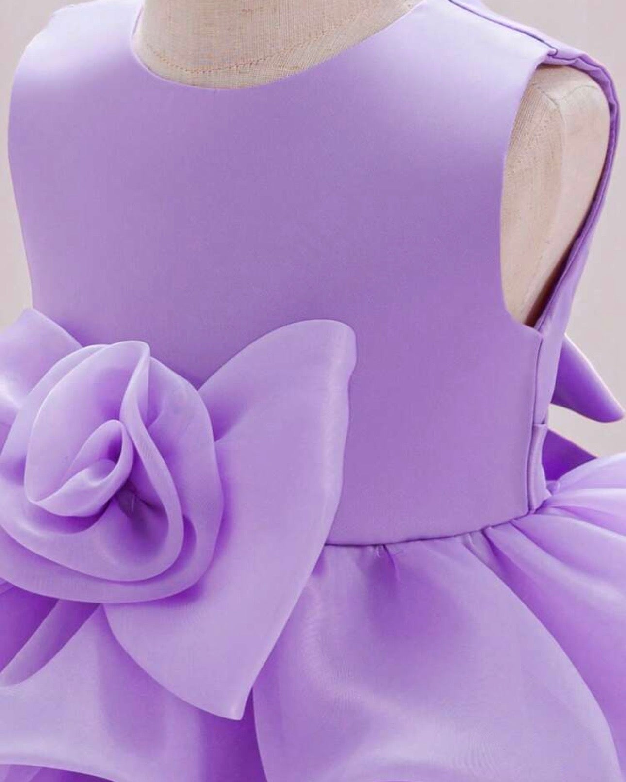 Girls Purple Floral Sleeveless Fluffy Cake Dress