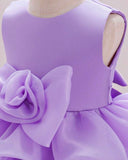Girls Purple Floral Sleeveless Fluffy Cake Dress