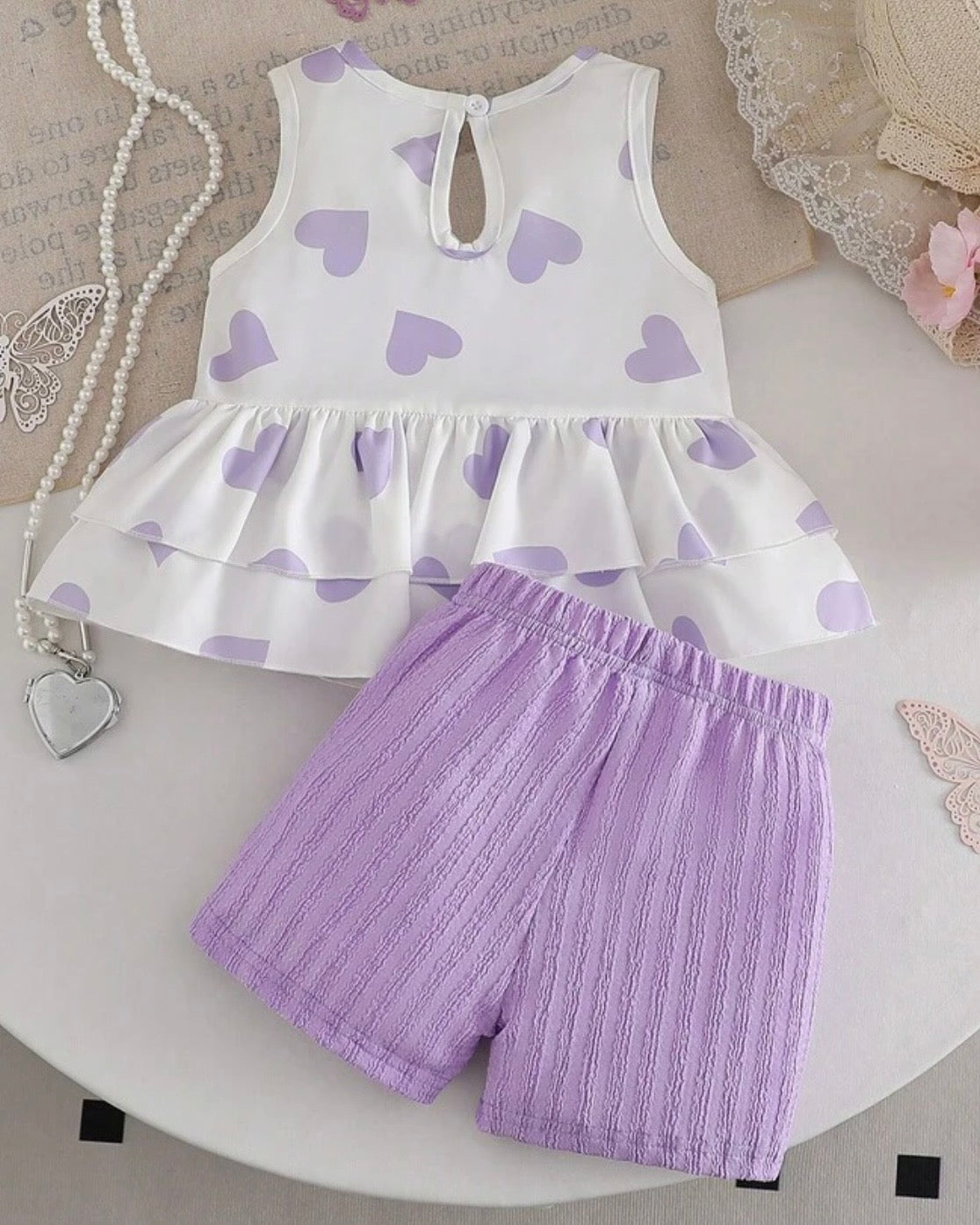 Baby Girl Purple Heart Outfit Set