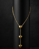 Japanese And Korean Style Golden Three Heart Tassels Women's Stainless Steel Necklace