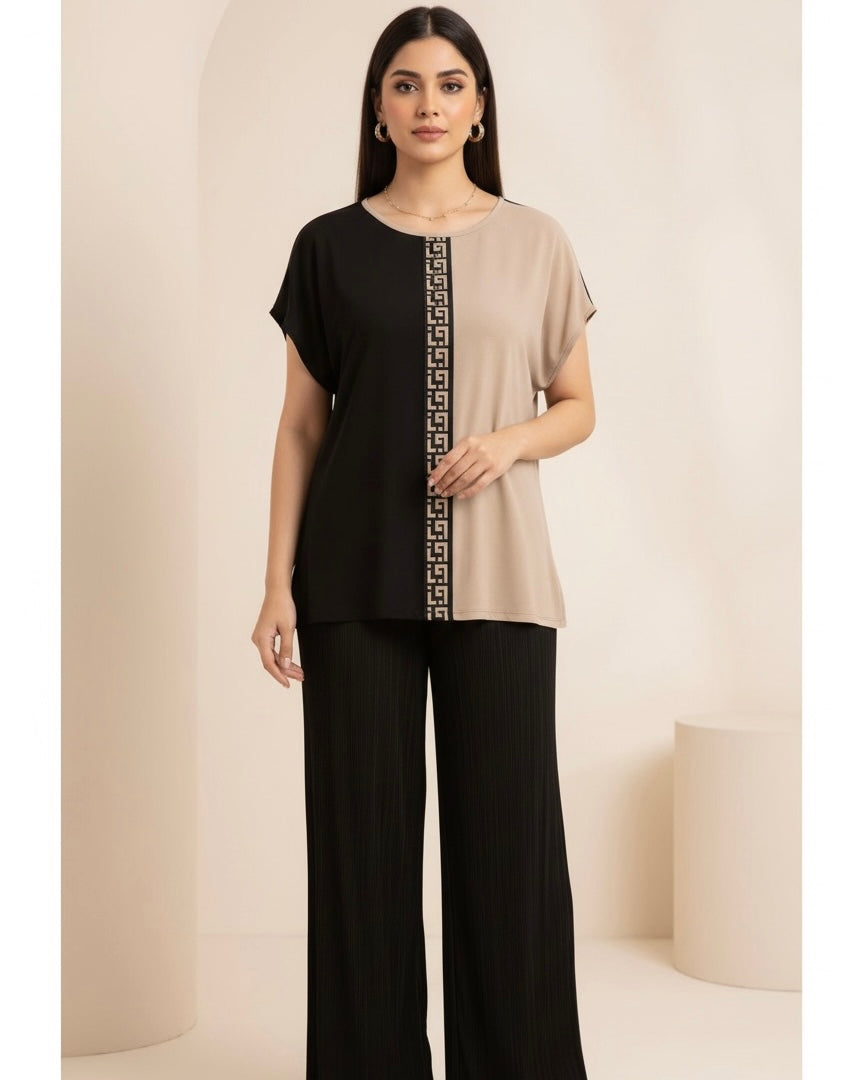 Women Geometric Print Fitted 2pcs Casual Set
