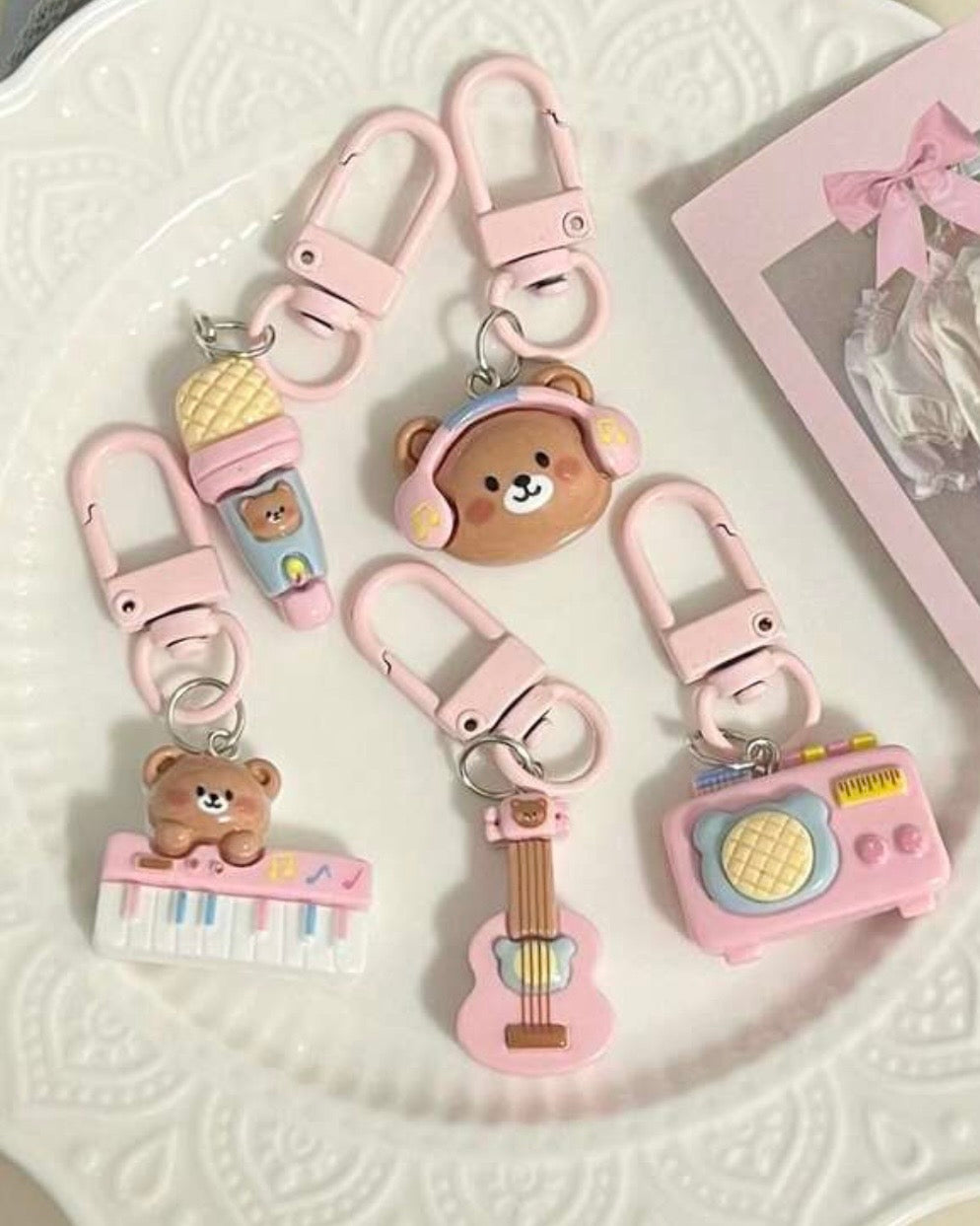 5 pcs Music Bear Bag Charms Set