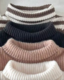 4-Piece Baby Ribbed Knit High-Neck T-Shirt Set
