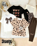 Girls 6-Piece Cute Print T-Shirt & Leggings Set