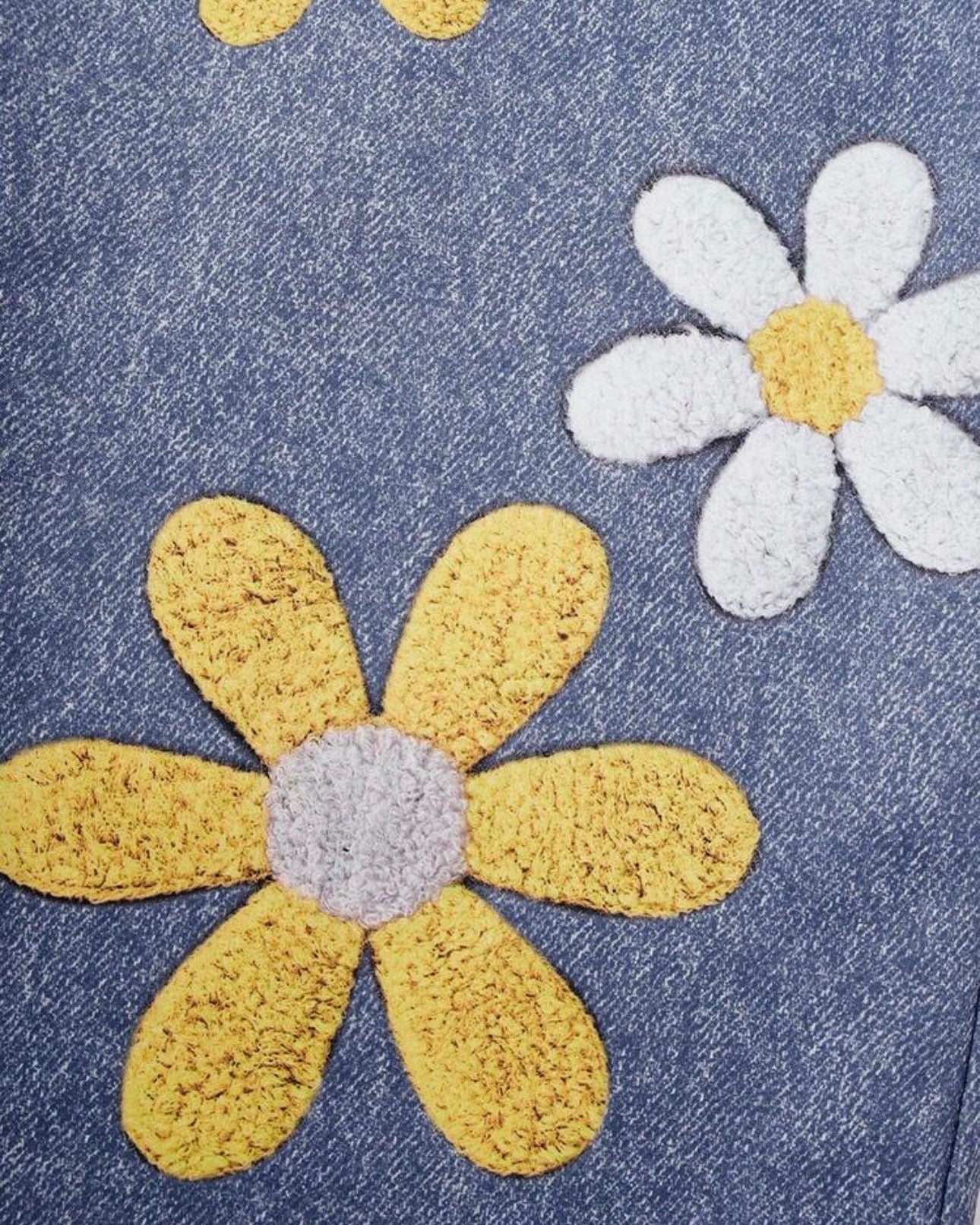 Girls' One-Piece Floral Denim Overalls