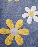 Girls' One-Piece Floral Denim Overalls