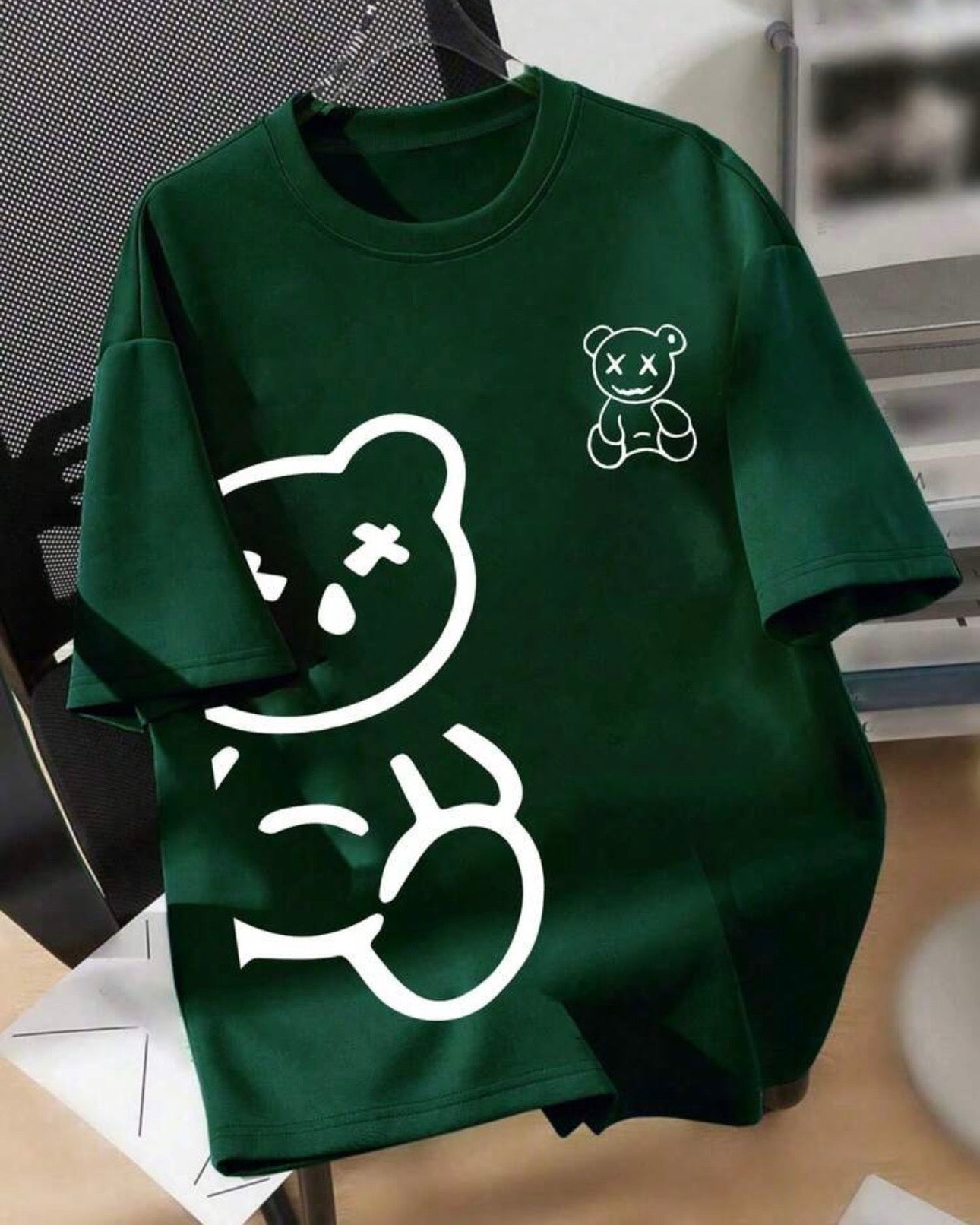 Boys Green Cartoon Bear T-Shirt