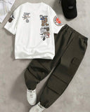 Tween Boys 2-Piece Summer Outfit – Graphic T-Shirt & Cargo Pants Set
