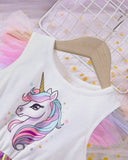 Young Girls Unicorn Cap Sleeve Gradient Princess Dress
