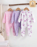 3pc Newborn Infant Long Sleeve Romper Pajama Set