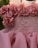 Baby Girl Pink 3D Flower Bow Puff Tulle Party Dress Princess Dress