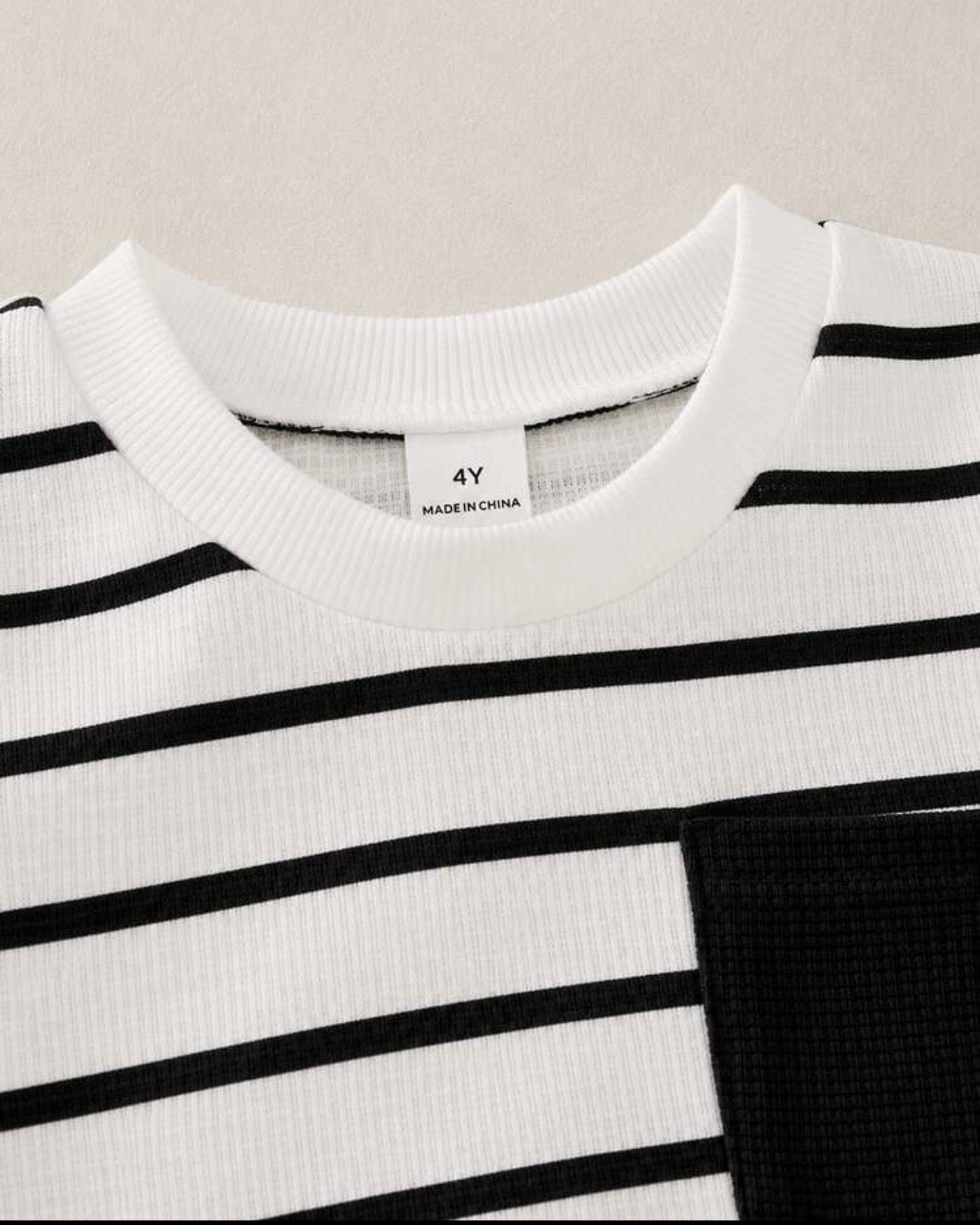 Boys Black & White Striped Shirt and Pants