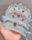 Pearl Crown Headband for Girls with Tassel Ribbon
