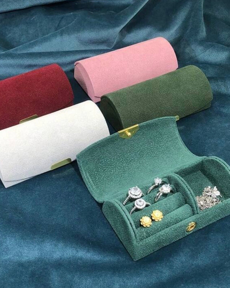 Soft Fabric Jewellery Box (Pink, Beige, Red, Navy Blue, Dark Green, Purple)