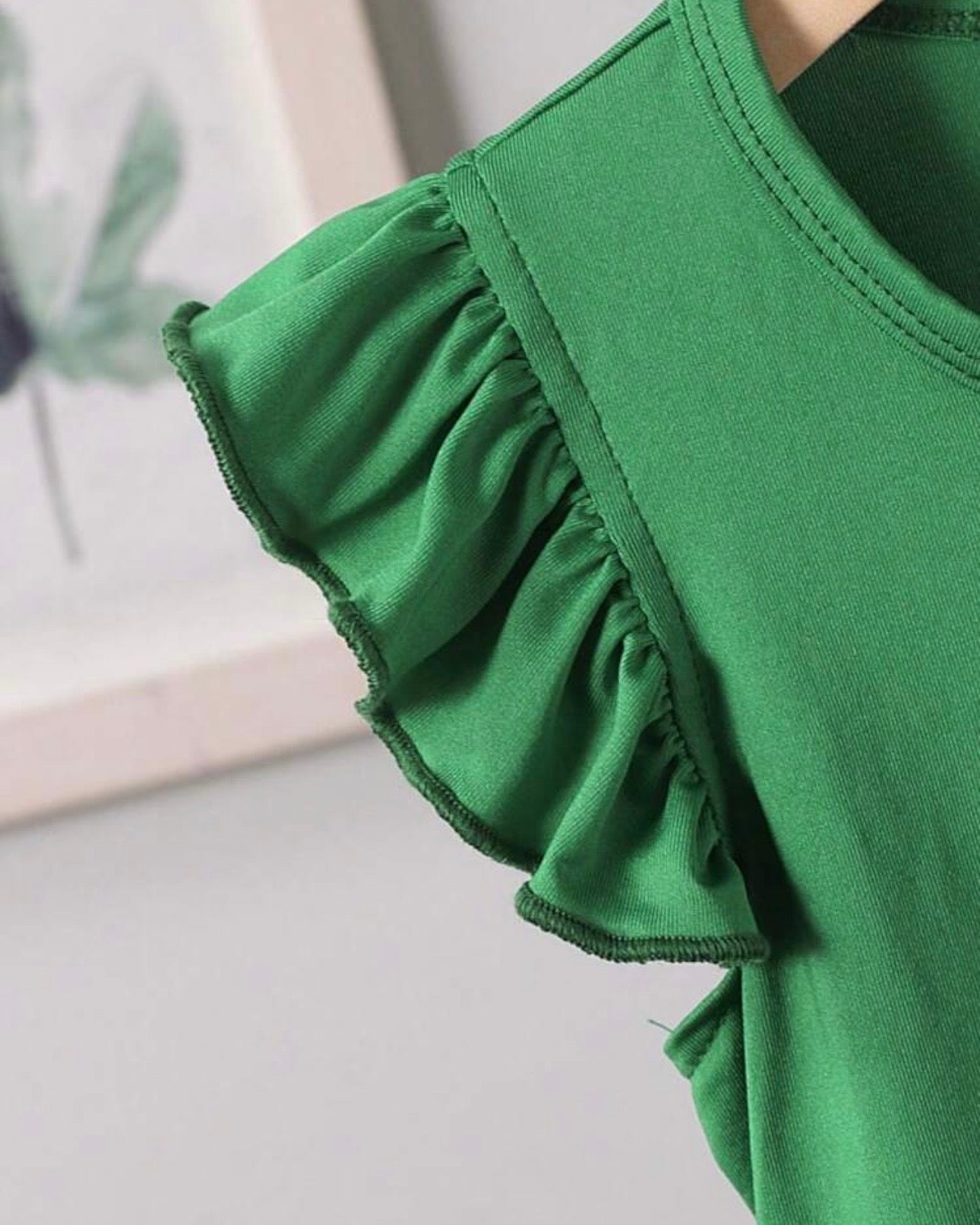 Girls’ Green Flutter Sleeve Co-Ord Set