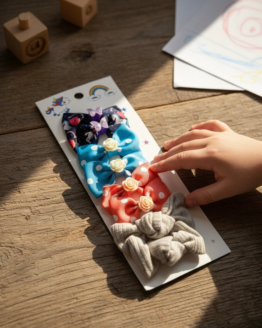Colorful Bow Hair Clips Set (8pcs)