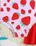 Baby Girl Purple Strawberry Print Swimwear - 2pc set