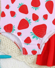 Baby Girl Purple Strawberry Print Swimwear - 2pc set