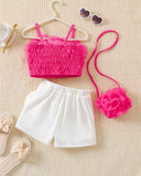 3pc set Pink bow shirt, Shorts and Bag