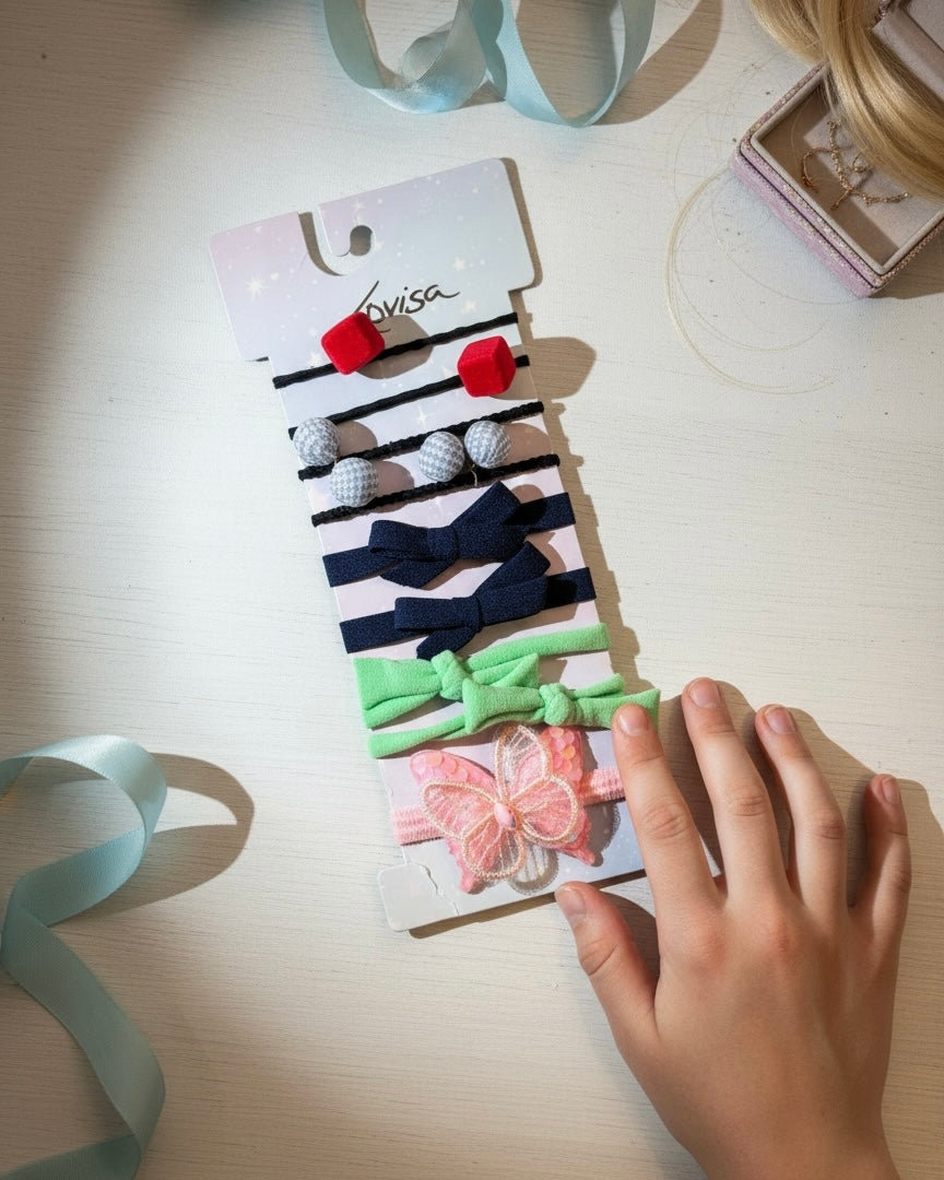 9pcs Kids colorful Ponytail Holders Set