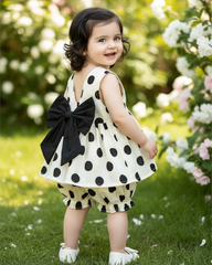 Baby Girl Polka Dot Back Bow Tank Top & Shorts Set