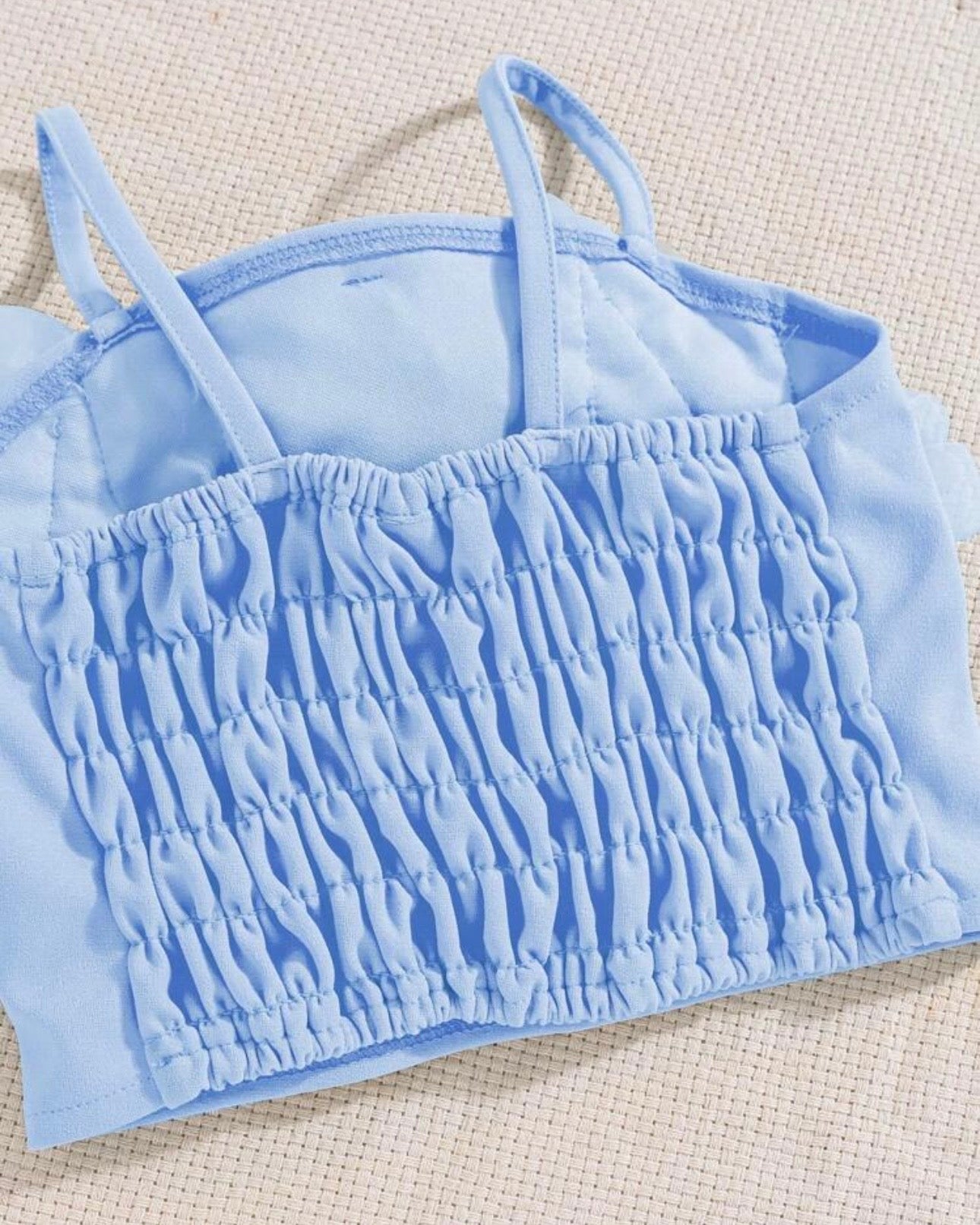 3pc set Baby Blue bow shirt, Shorts and Bag