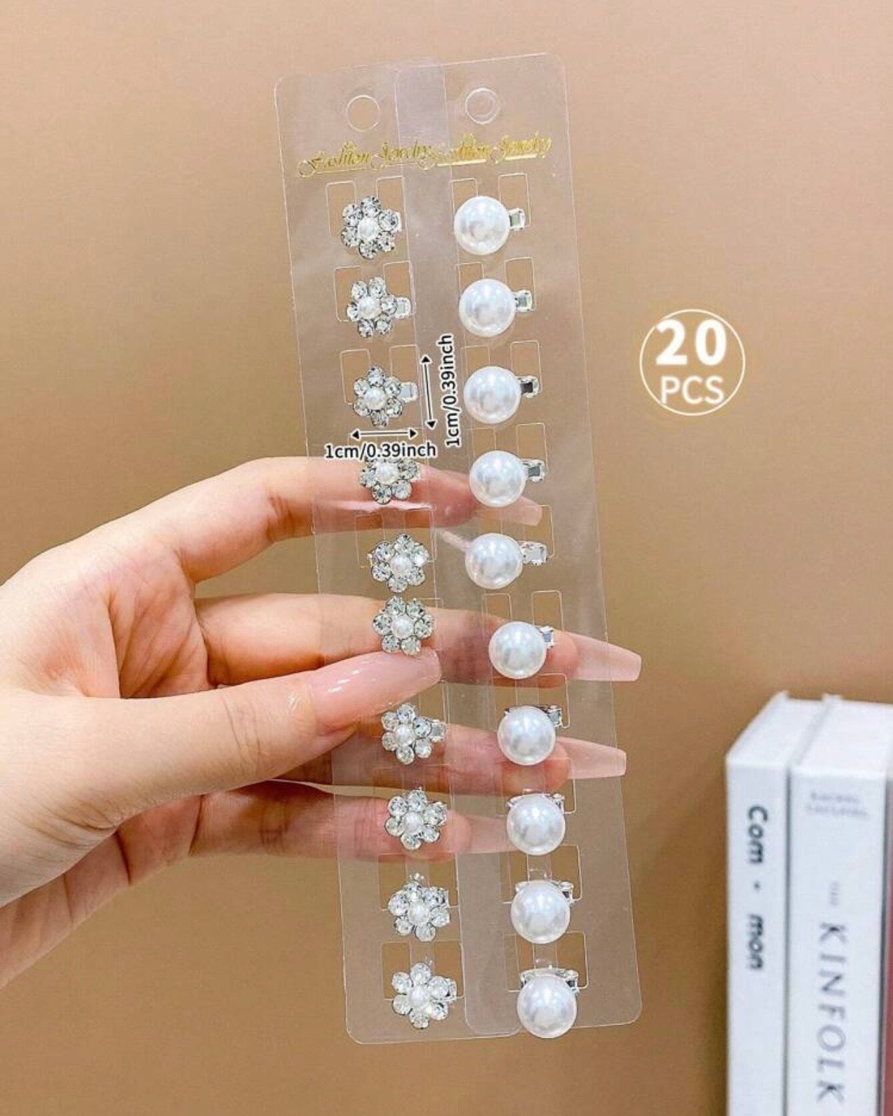 10/20 pcs Faux pearl beaded hair clips