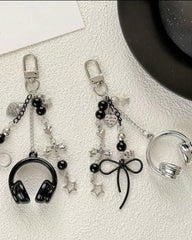 Love Music Headphone Heart Keychain - Bag Charm