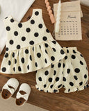 Baby Girl Polka Dot Back Bow Tank Top & Shorts Set