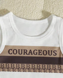3pc Baby Boy Brown-Letter Print Vest, Brown Shorts & Matching Hat