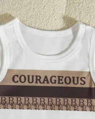 3pc Baby Boy Brown-Letter Print Vest, Brown Shorts & Matching Hat